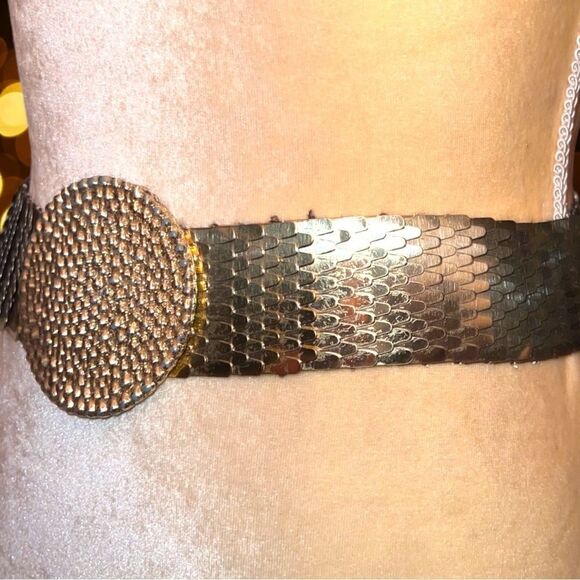 Retro 70’s gold colored serpentine stretchy belt - Picture 3 of 11